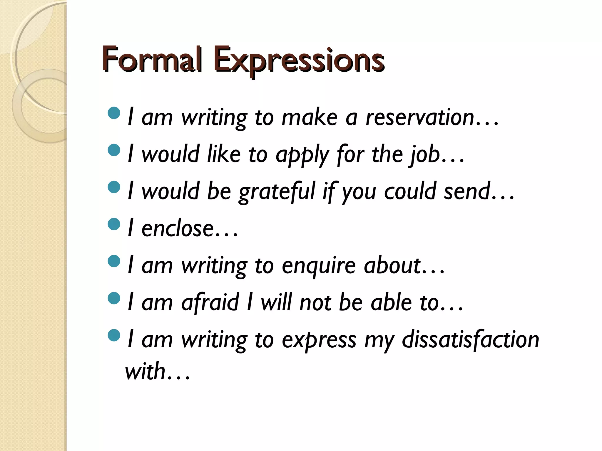 Tips for writing a formal letter | PPT