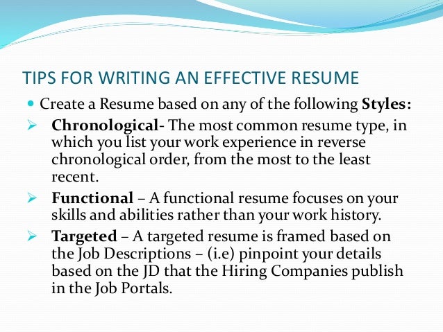 tips for effective resume writing