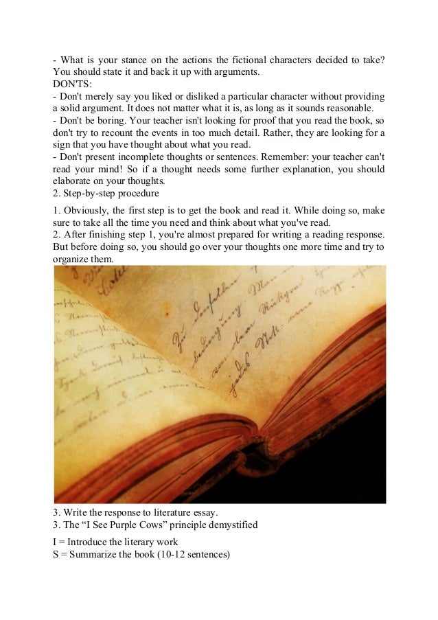 Steps to writing a response to literature essay