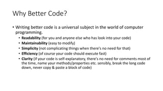 Tips for Writing Better Code | PPTX