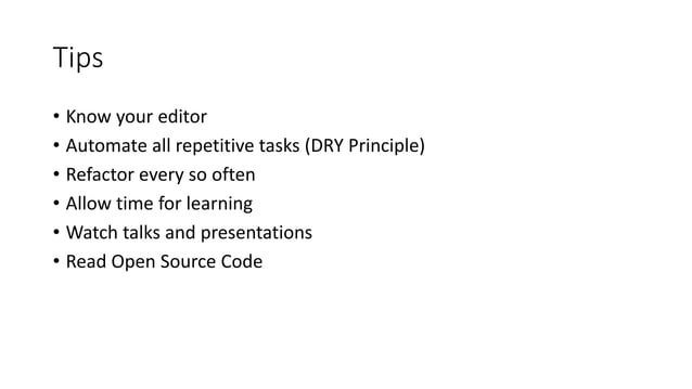Tips for Writing Better Code | PPT