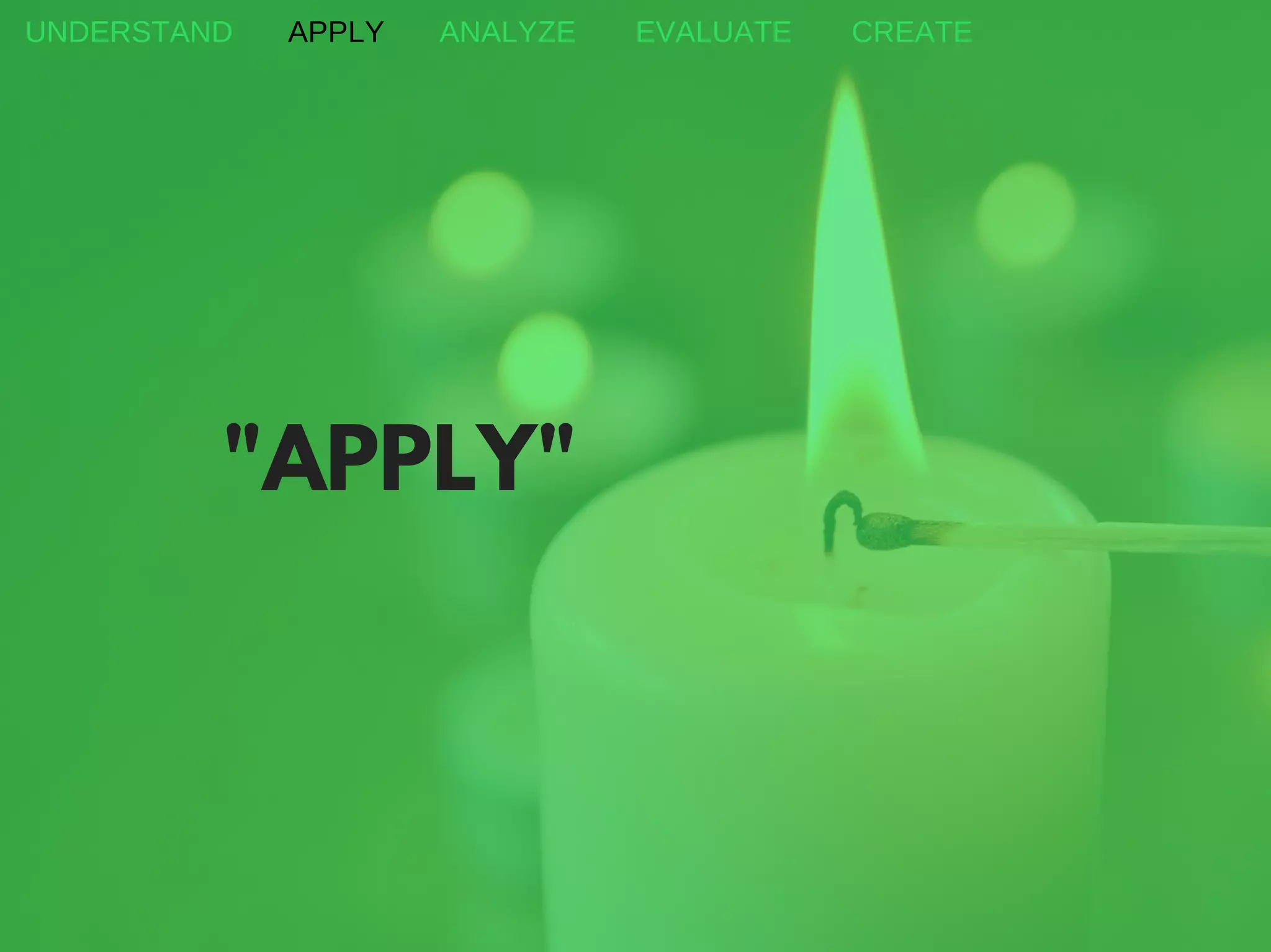 "APPLY"
UNDERSTAND APPLY ANALYZE EVALUATE CREATE
 