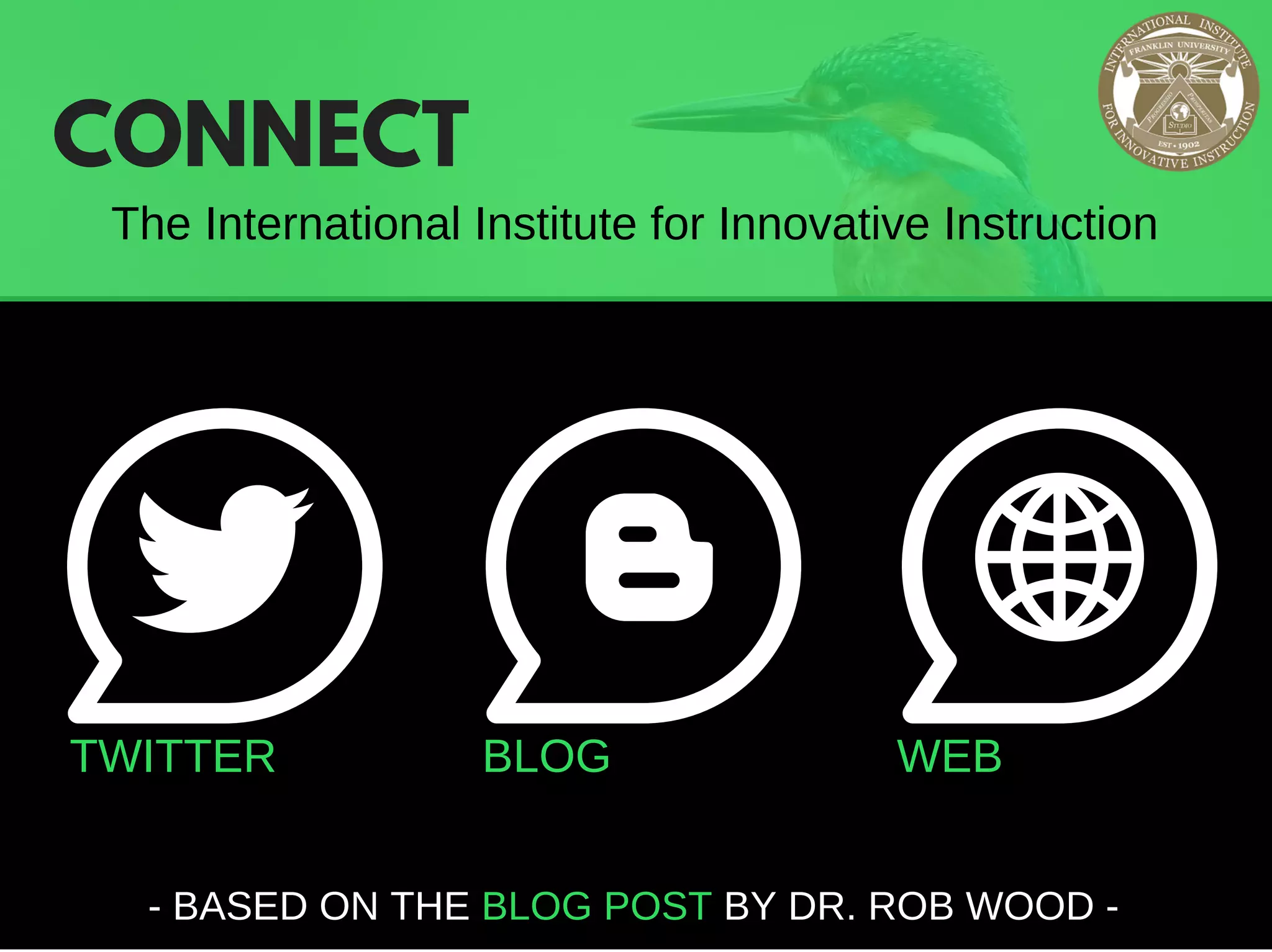 CONNECT
TWITTER BLOG WEB
The International Institute for Innovative Instruction
­ BASED ON THE BLOG POST BY DR. ROB WOOD ­
 