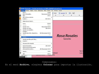 Comenzamos: En el menú  Archivo , elegimos  Colocar  para importar la ilustración.   