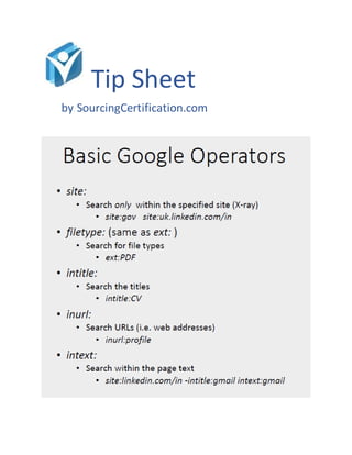 Tip Sheet
by SourcingCertification.com
 