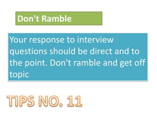 Tips in answering interview question | PPTX