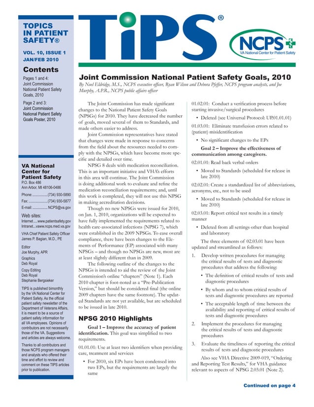 2010 issue of Topics in Patient Safety with 2010 Joint Commission