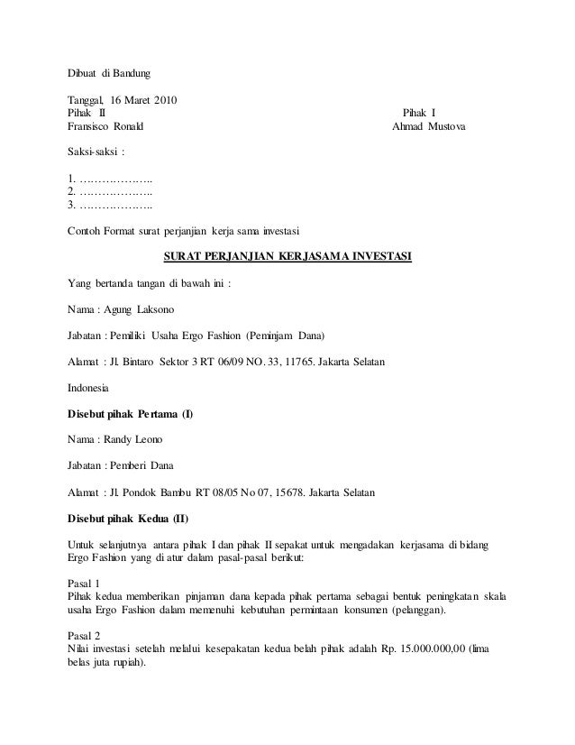 Tips membuat surat perjanjian kerja sama