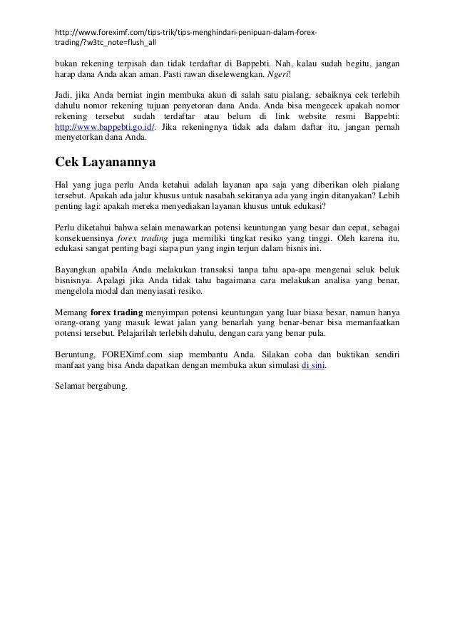 Penipuan forex trading