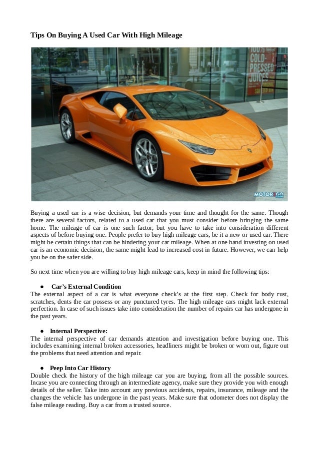 when buying a used car what should the mileage be