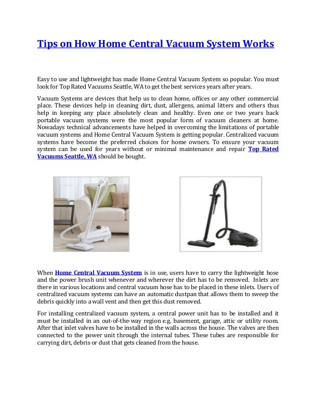 Tips on how home central vacuum system works