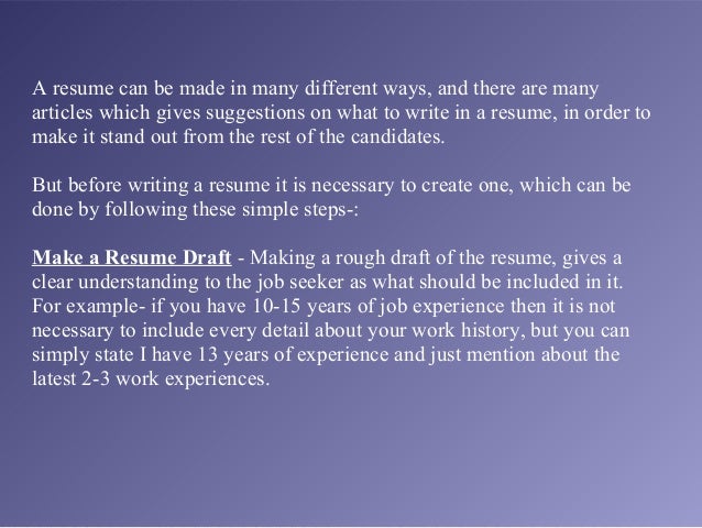 tips on how to make a resumes