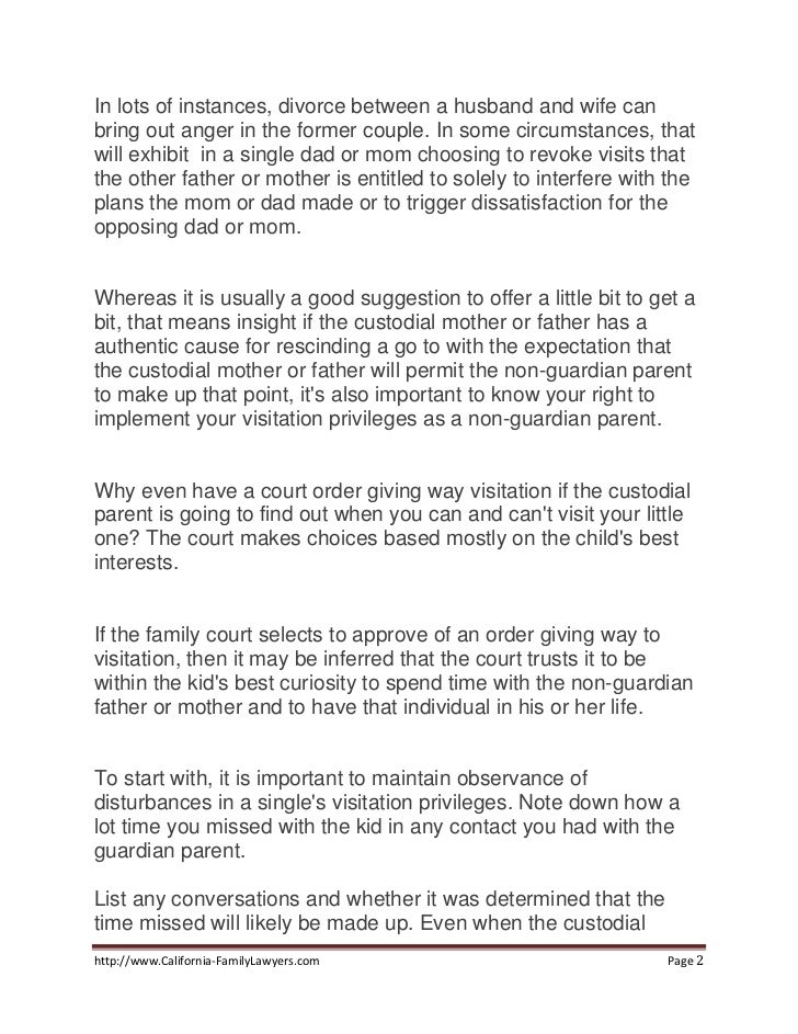 How Parents Can Enforce Their Visitation Rights