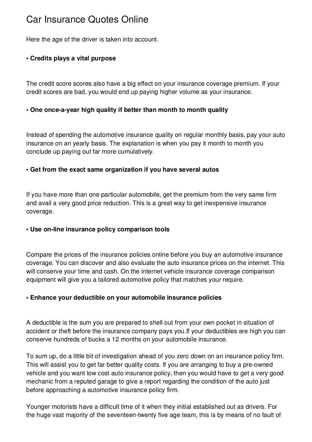 Car Insurance Quotes Online