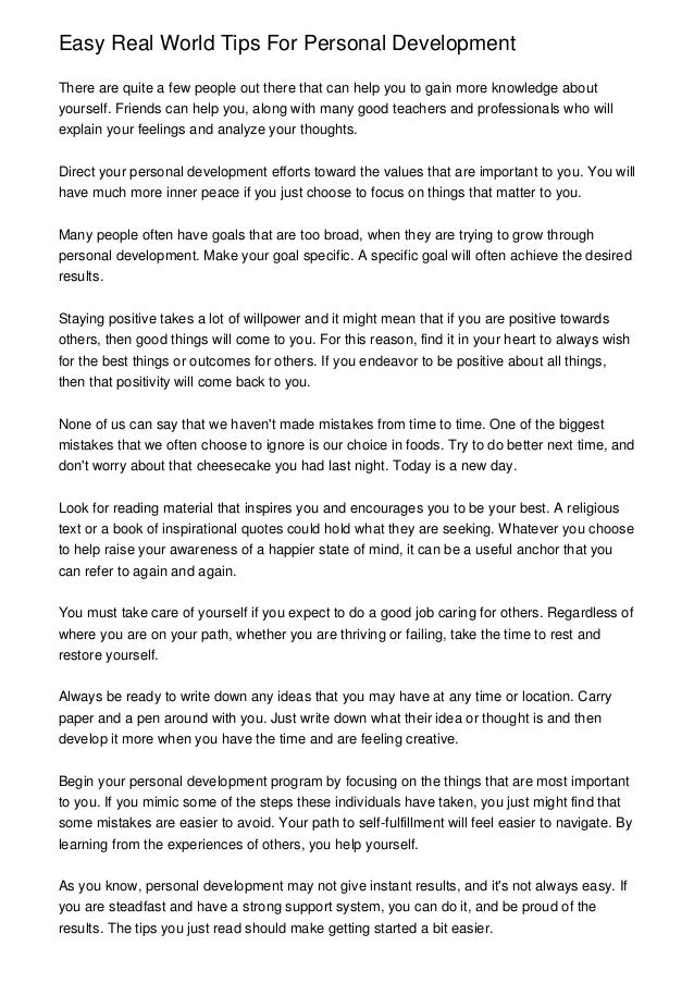 Easy Real World Tips For Personal Development