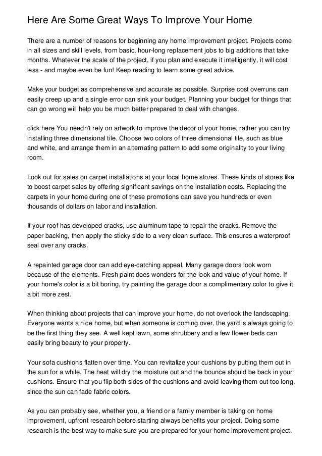 Here Are Some Great Ways To Improve Your Home