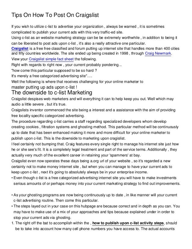 Tips On How To Post On Craigslist