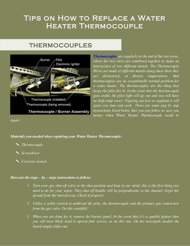 Tips on how to replace a water heater thermocouple