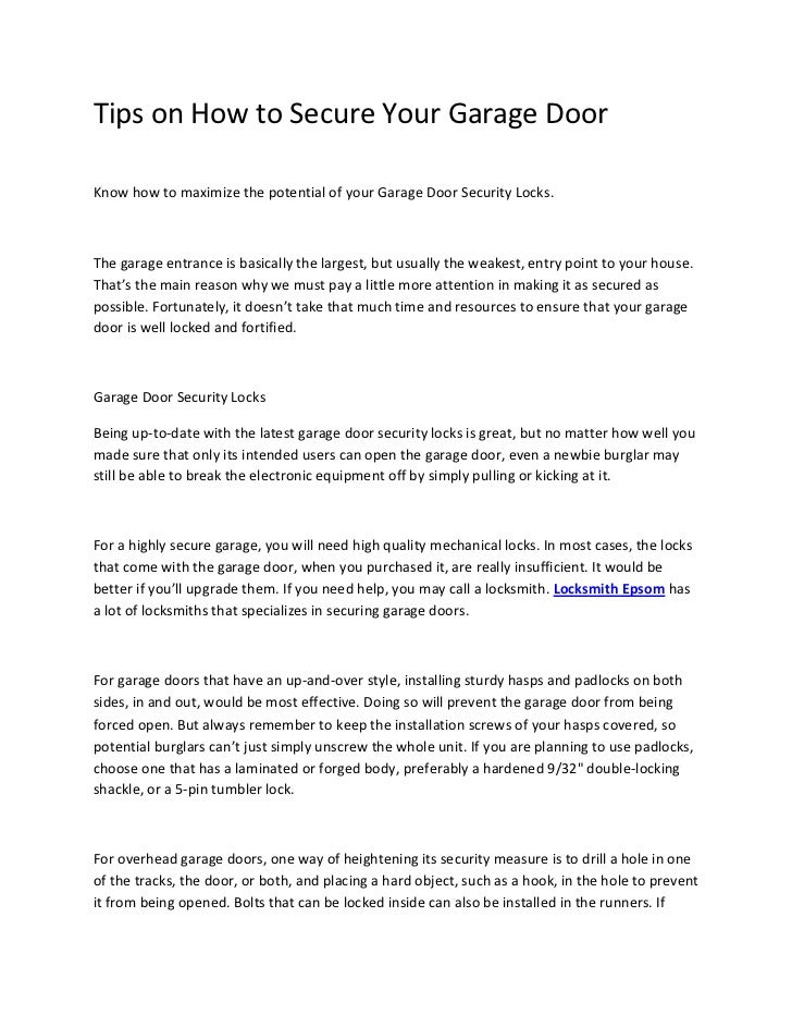 Tips On How To Secure Your Garage Door