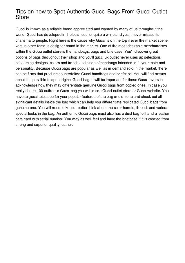 Tips on how to Spot Authentic Gucci Bags From Gucci Outlet Store