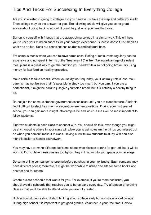 tips for freshmen