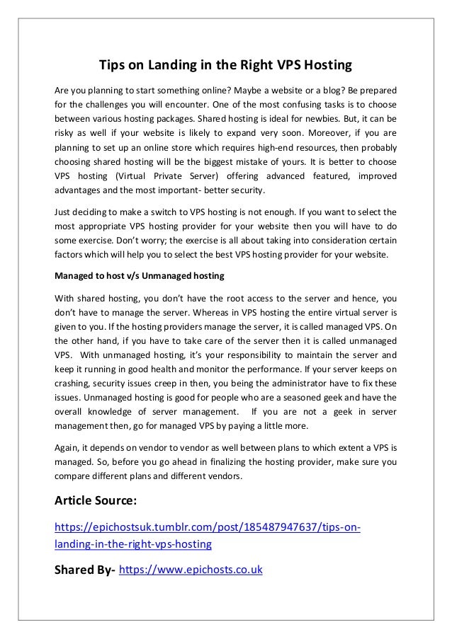 Tips On Landing In The Right Vps Hosting Epichosts Uk Images, Photos, Reviews