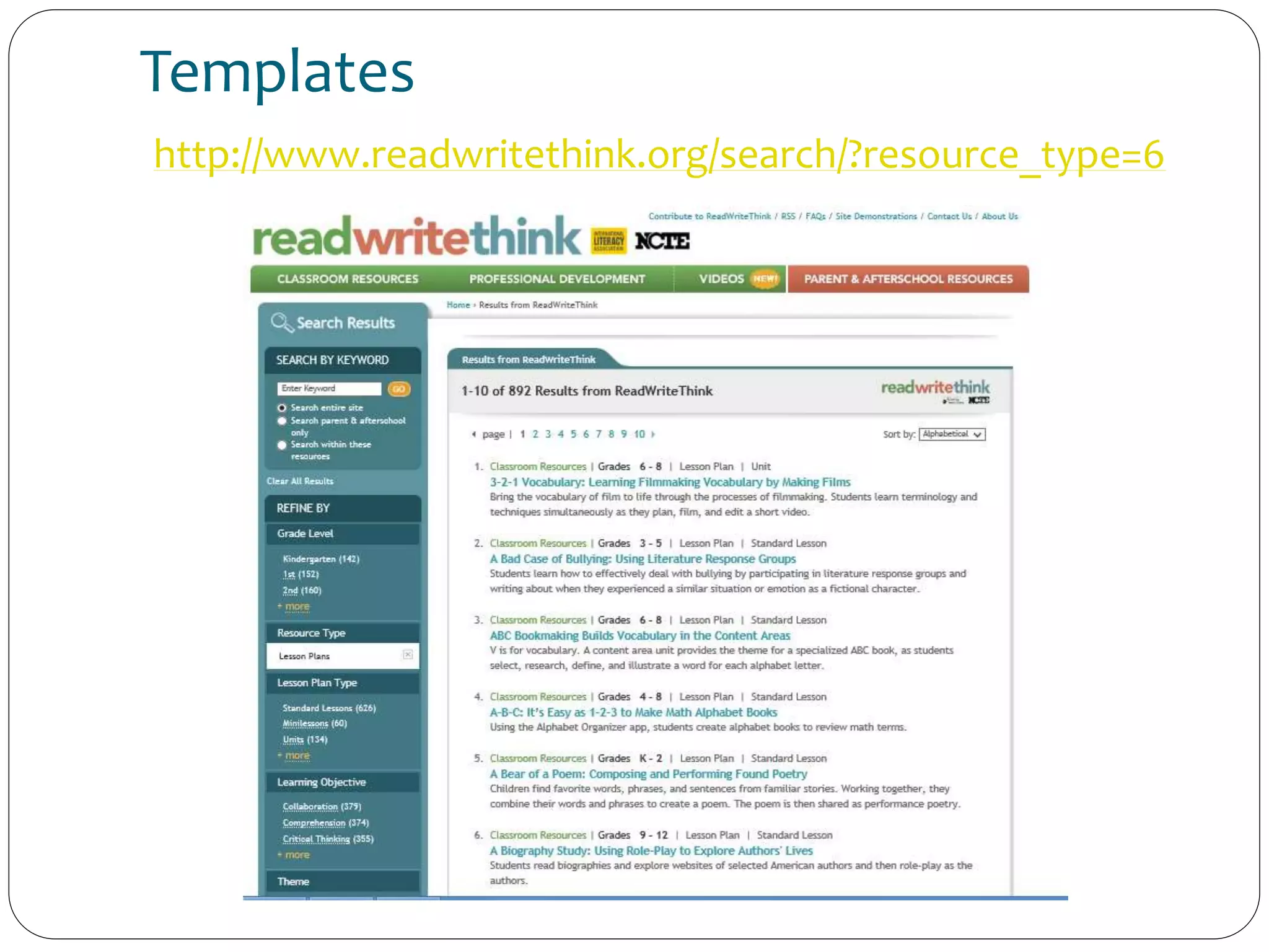 Templates
http://www.readwritethink.org/search/?resource_type=6
 