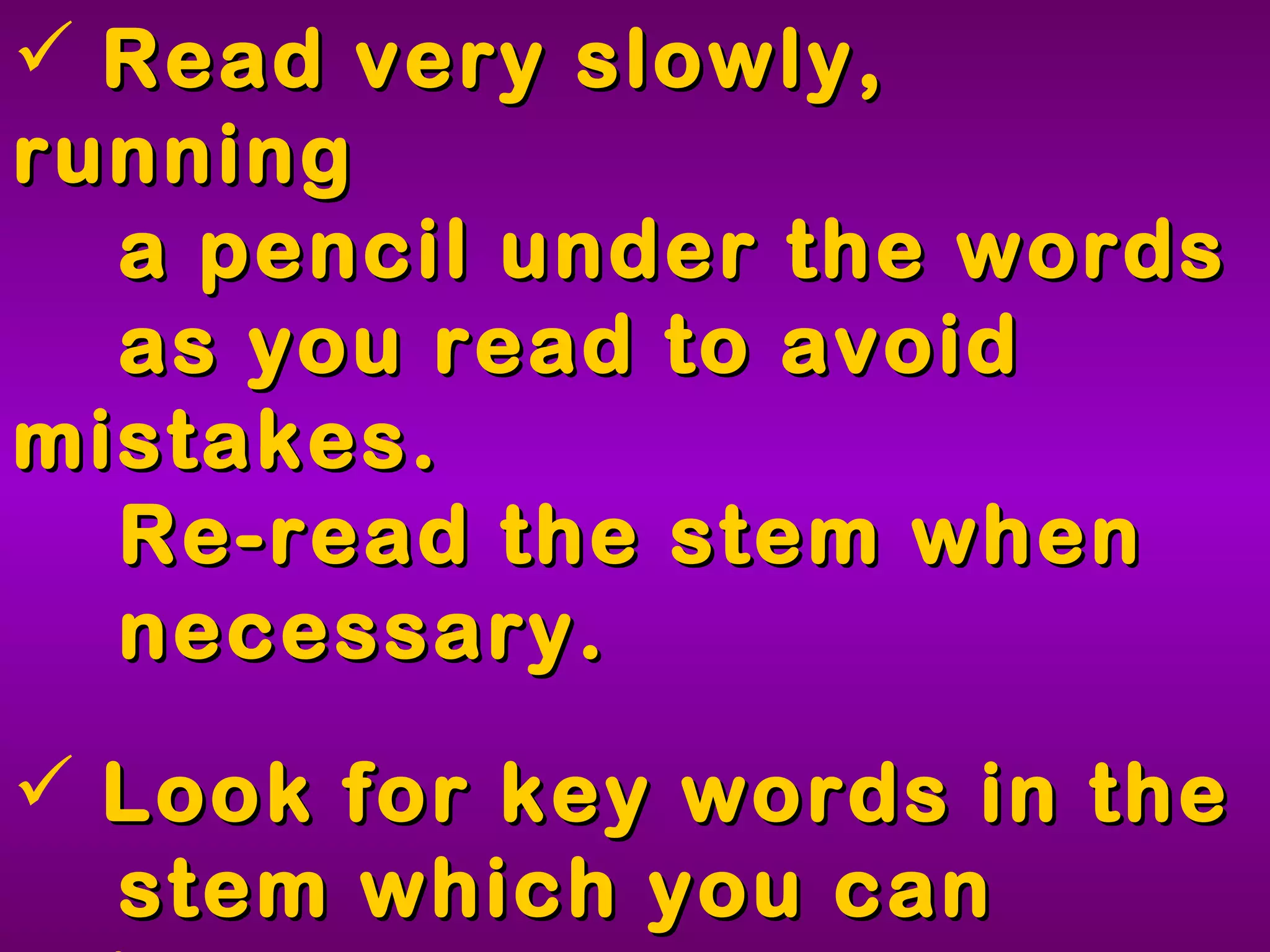 Tips for FCAT MC Questions