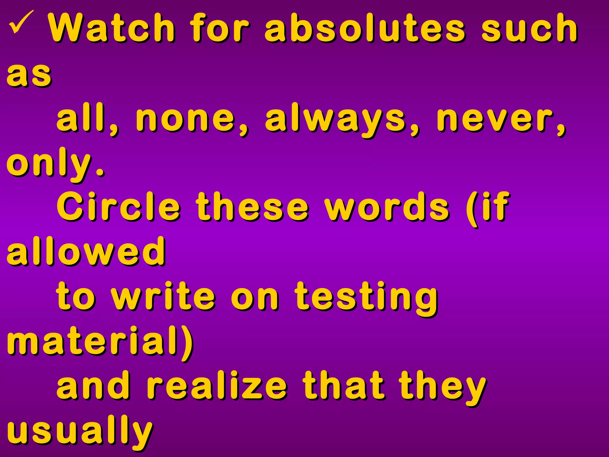 Tips for FCAT MC Questions