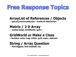 AP Computer Science AP Review 2011 FRQ Questions | PPTX