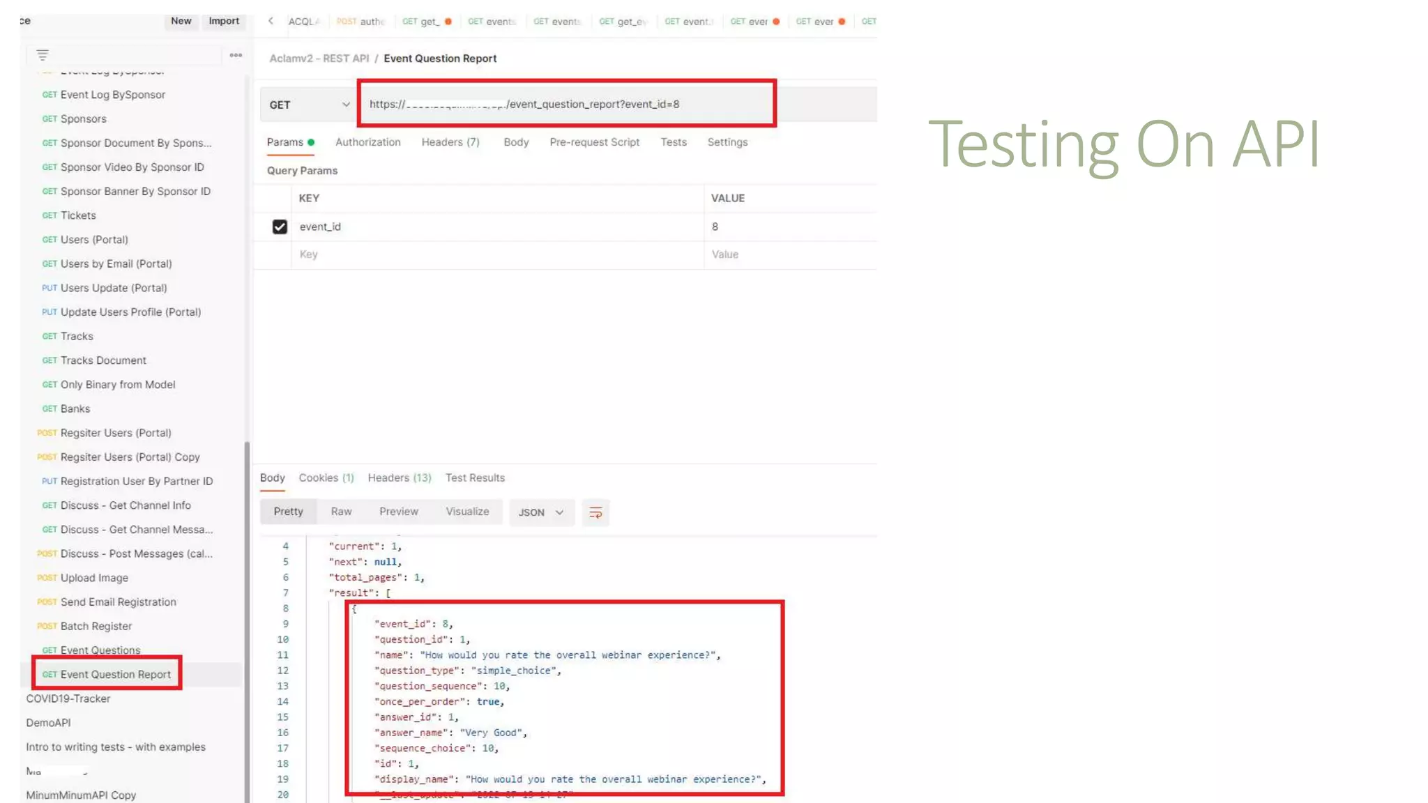 Testing On API
 