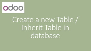 Create a new Table /
Inherit Table in
database
 