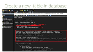 Create a new table in database
 