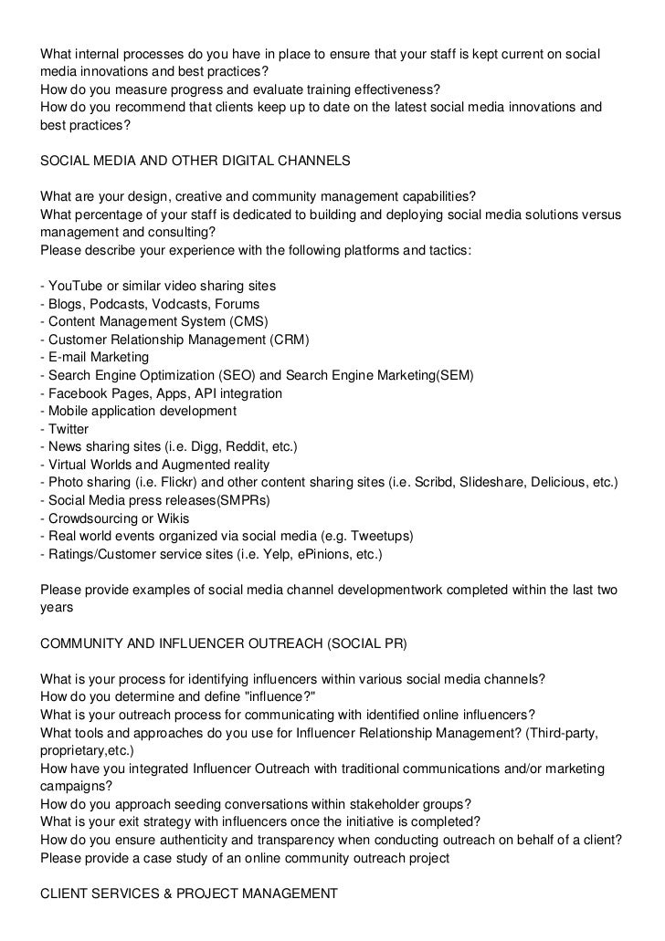 tips for writing social media marketing rfp rfp for marketing services
