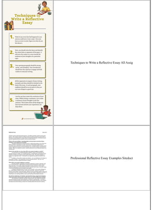 Techniques to Write a Reflective Essay All Assig
Professional Reflective Essay Examples Sitedoct
 
