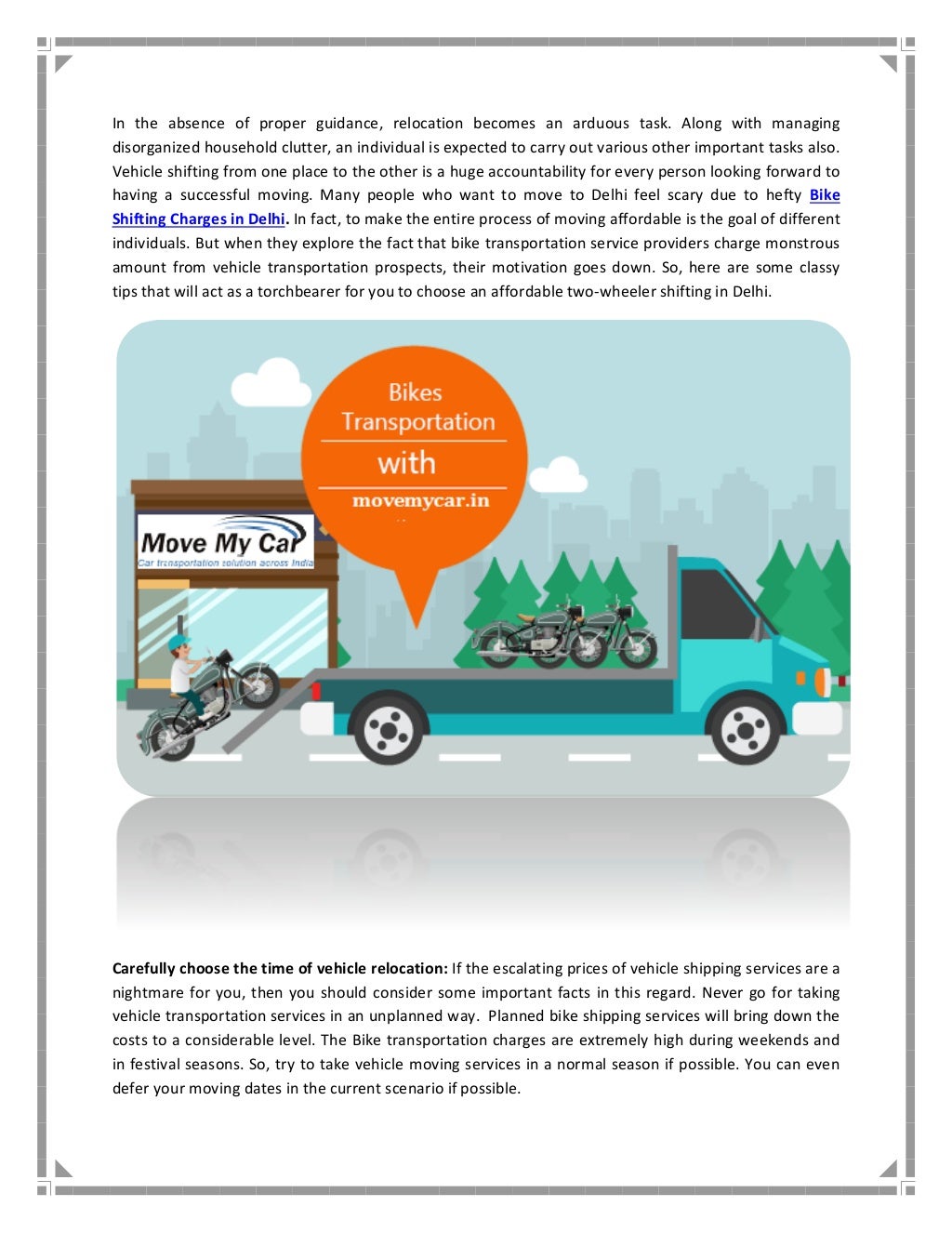 Tips to avail affordable bike shifting charges in delhi