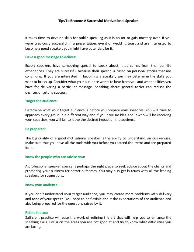 how to become a successful motivational speaker