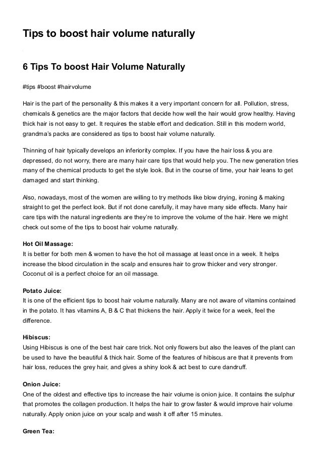 Tips To Boost Hair Volume Naturally