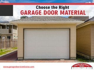 Choose the Right
GARAGE DOOR
MATERIAL
www.garagedoorstoreboise.com
 