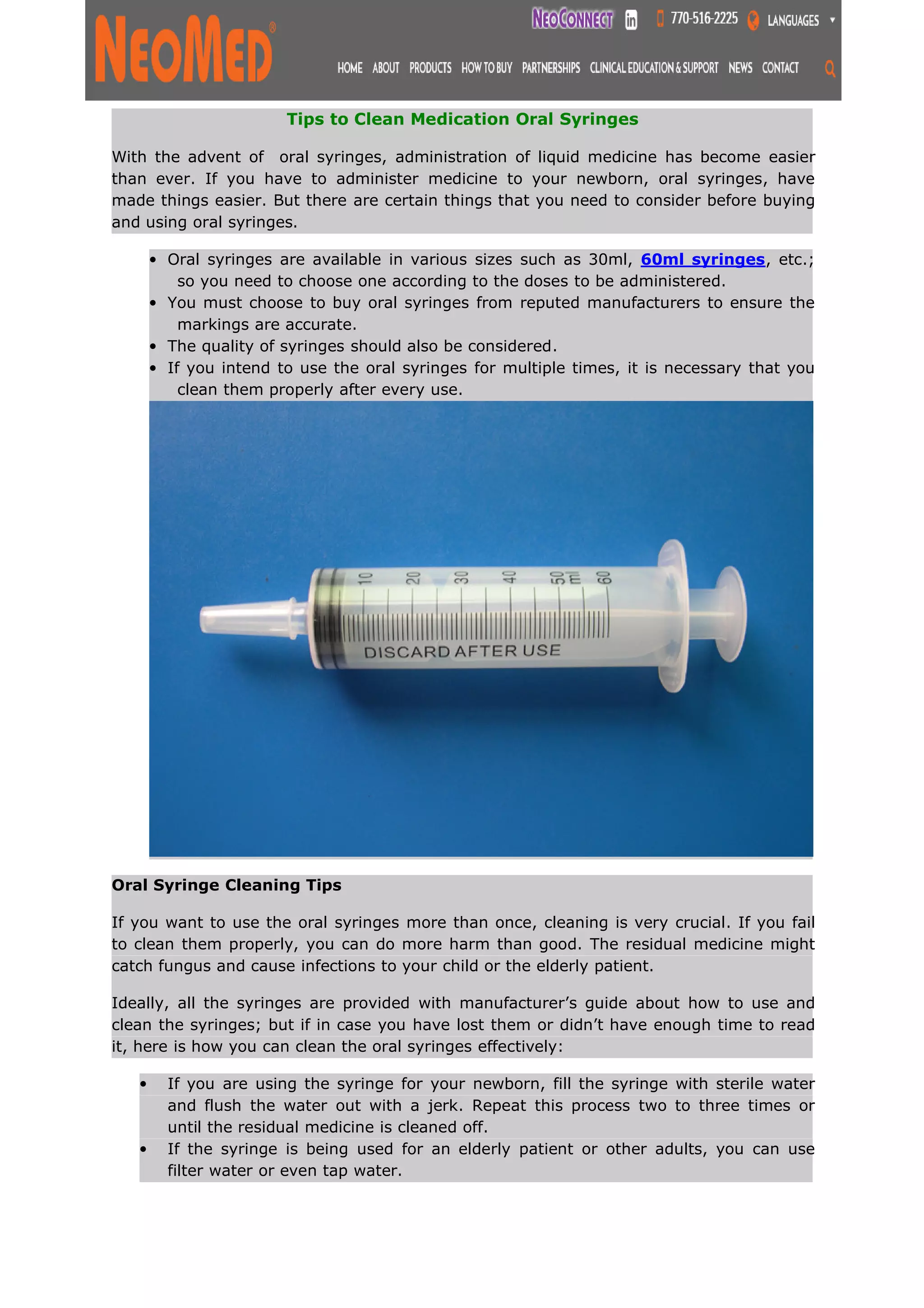 Tips to Clean Medication Oral Syringes PDF