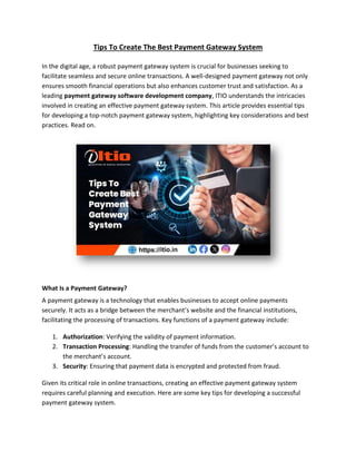 Tips To Create The Best Payment Gateway System | PDF