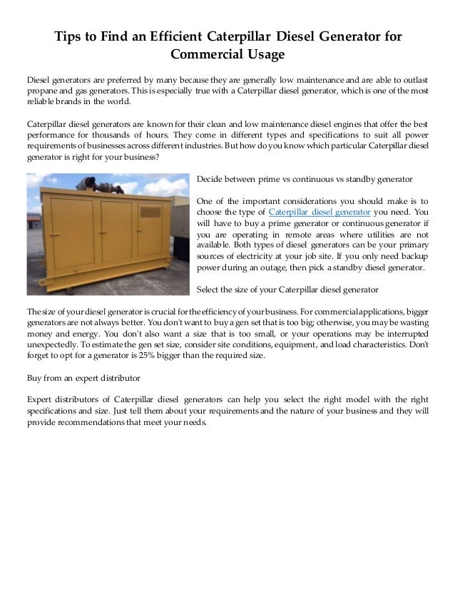 Tips To Find An Efficient Caterpillar Diesel Generator For Commercial