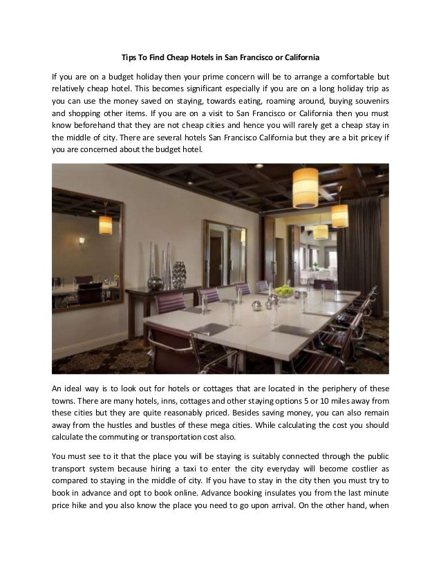 Tips to Find Cheap Hotels in San Francisco or California