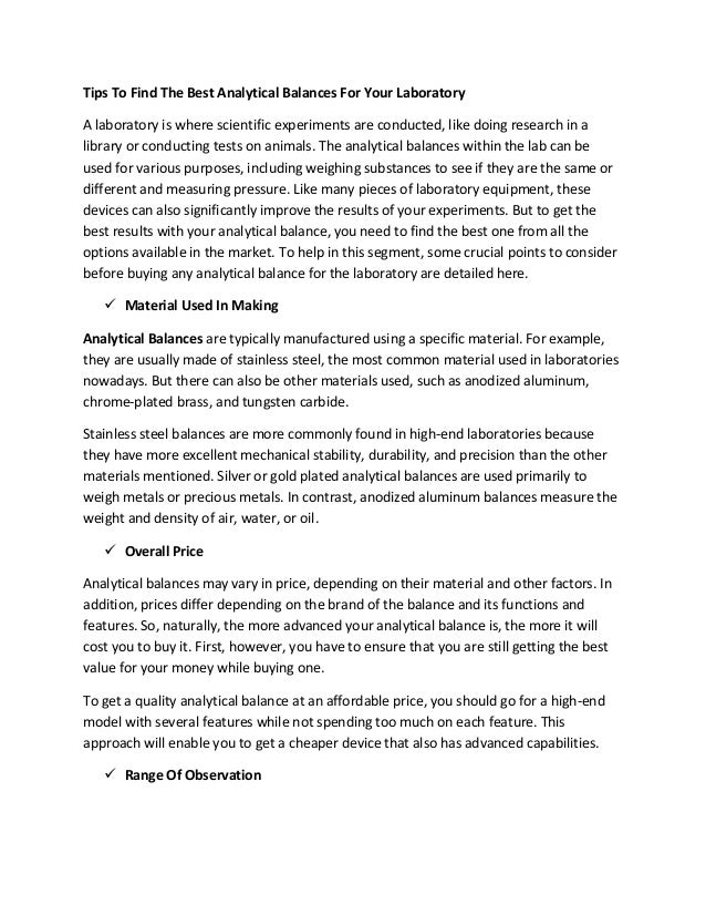 Tips to find the best analytical balances for your laboratory