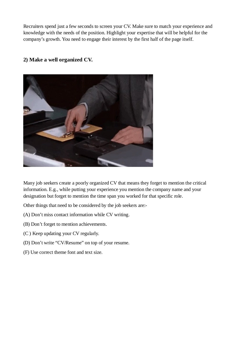 Tips To Get Your Cv Shortlisted 