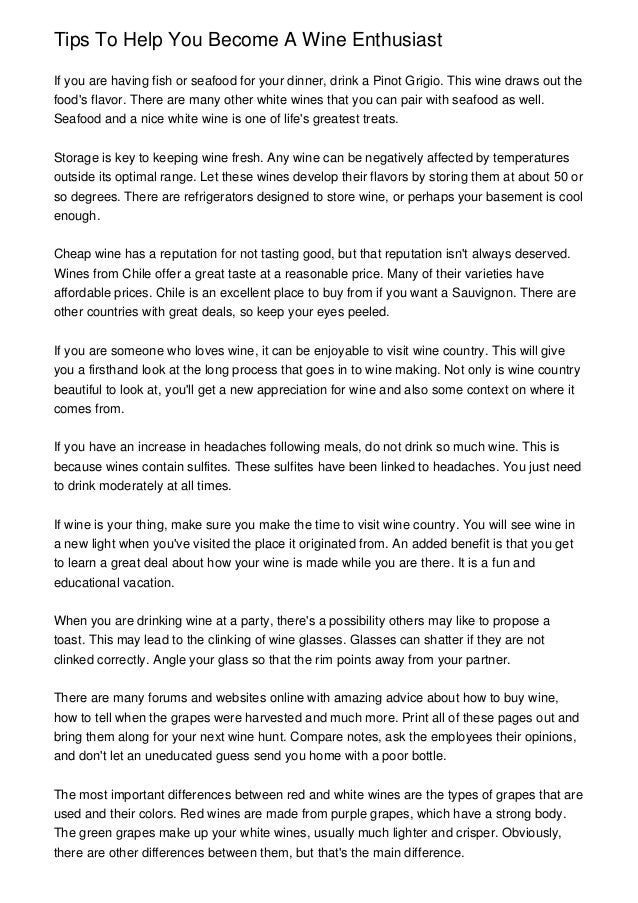 Tips To Help You A Wine Enthusiast