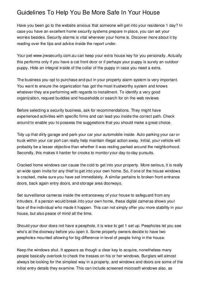Guidelines To Help You Be More Safe In Your House
