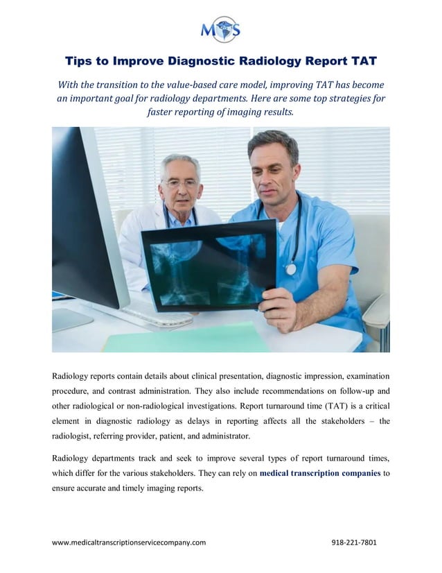 Tips to Improve Diagnostic Radiology Report TAT | PDF