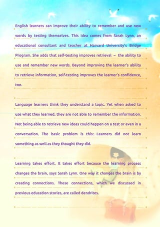 Tips To Improve Your English By Testing Yourself Pdf Tips To Improve Your English By Testing Yourself Pdf