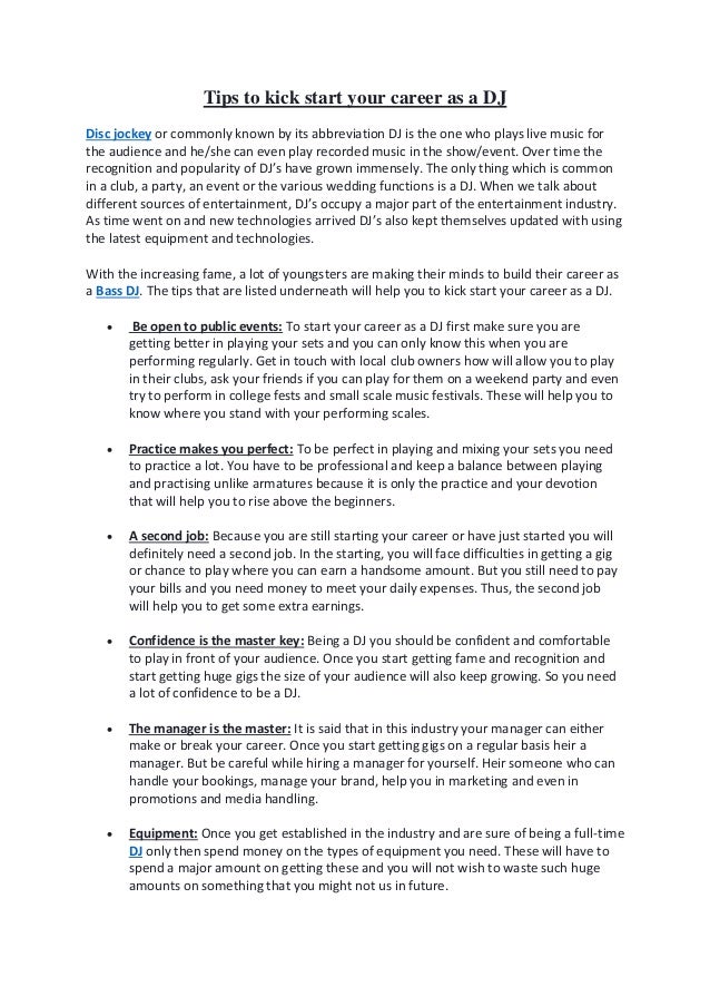 Tips To Kick Start Your Career As A Dj Tips To Kick Start Your Career As A Dj
